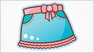 How to draw a cute cartoon mini skirt for girls, short skirt for sports in the summer step by step