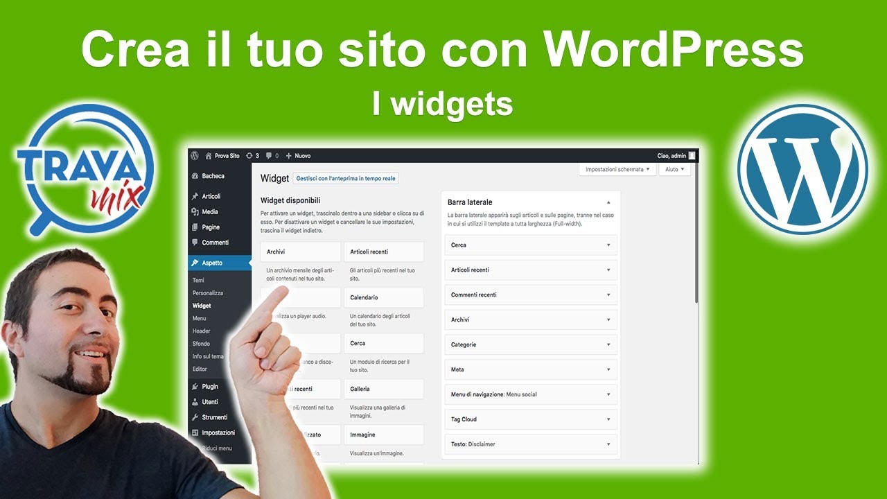 Come creare un sito web con WordPress - n. 10 - I Widgets - YouTube