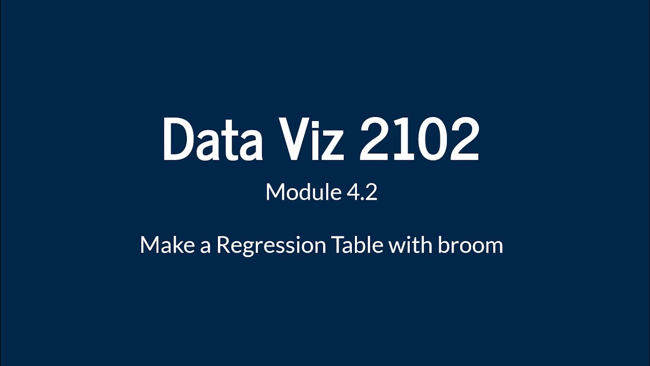 Create a Regression Table Using the broom package - YouTube