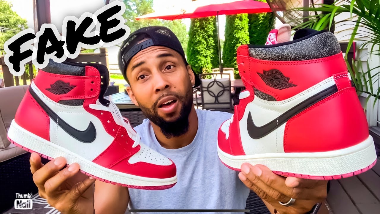 How to Tell a Fake Air Jordan 1 Lost And Found Chicago from Real Pair ...