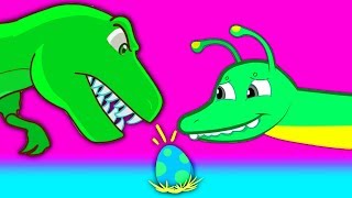 Groovy The Martian go to Jurassic World to save a dinosaur egg from a t-rex Episode \& Nursery Rhymes