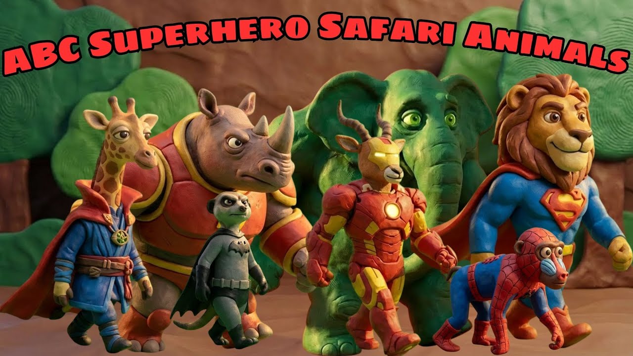 ABC Superhero Safari Animals Song | Clay Animal Heroes Rescue Friends | Fun Kids Learning Video 🦁🦒🎵