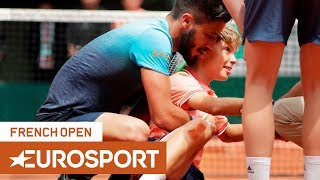 French Open 2018 | Dzumhur Collides With a Ball Boy! | Day 7 | Tennis | Eurosport