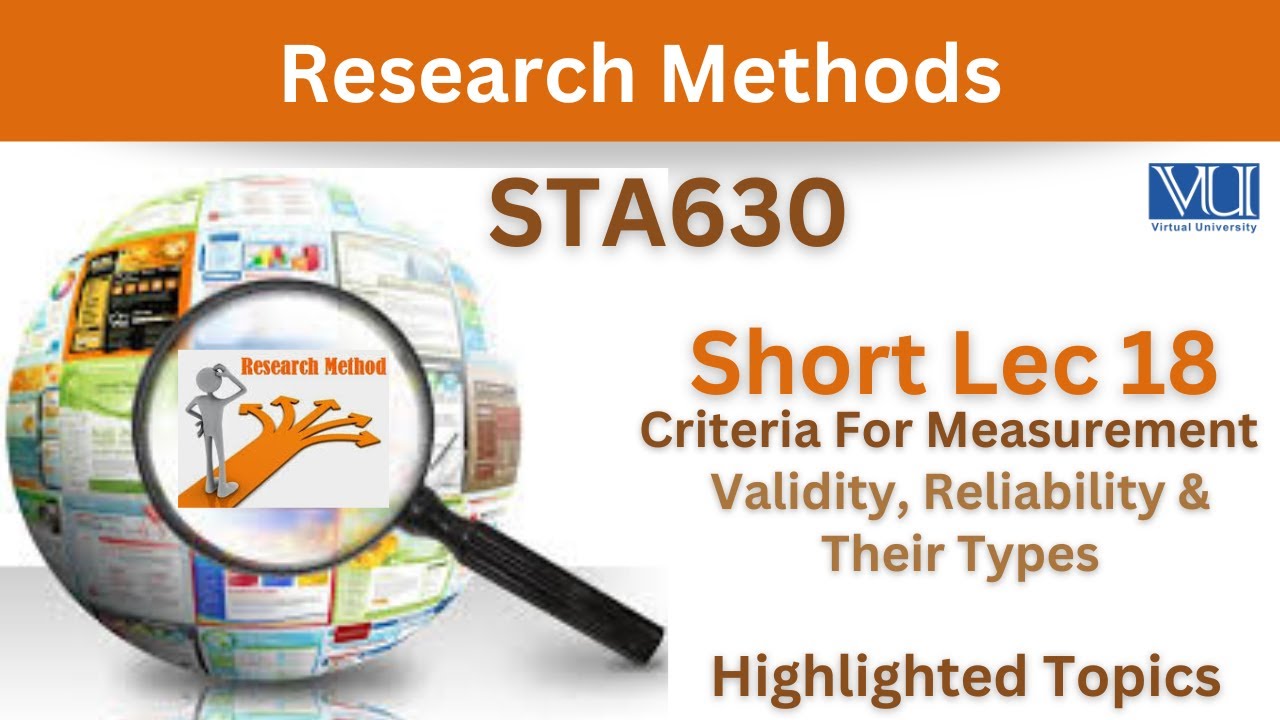 STA630 Short Lecture 18_Validity_Reliability_Types of Validity_Types of Reliability_Sta630 lec 18