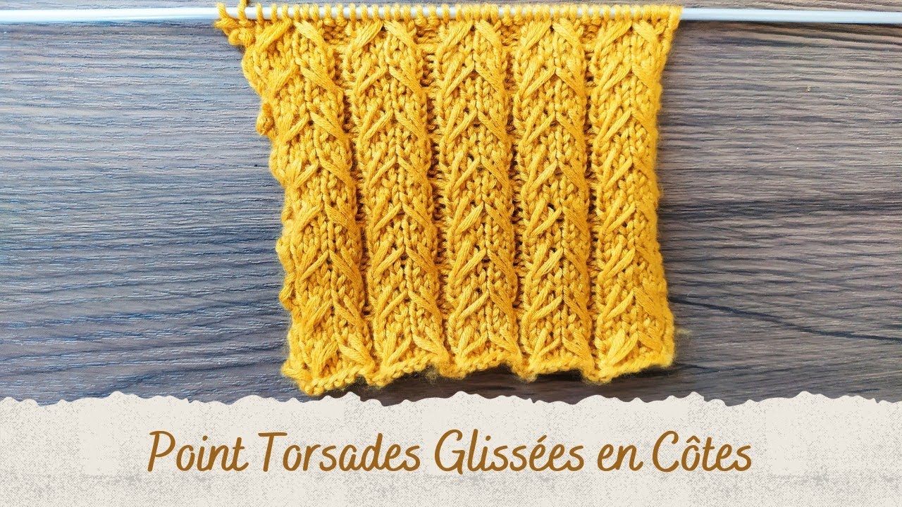 POINT AU TRICOT - Point Torsades Glissées en Côtes