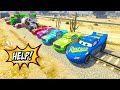 All Cars 3 McQueen and Friends Mack Truck in trouble with Thomas Train Spiderman