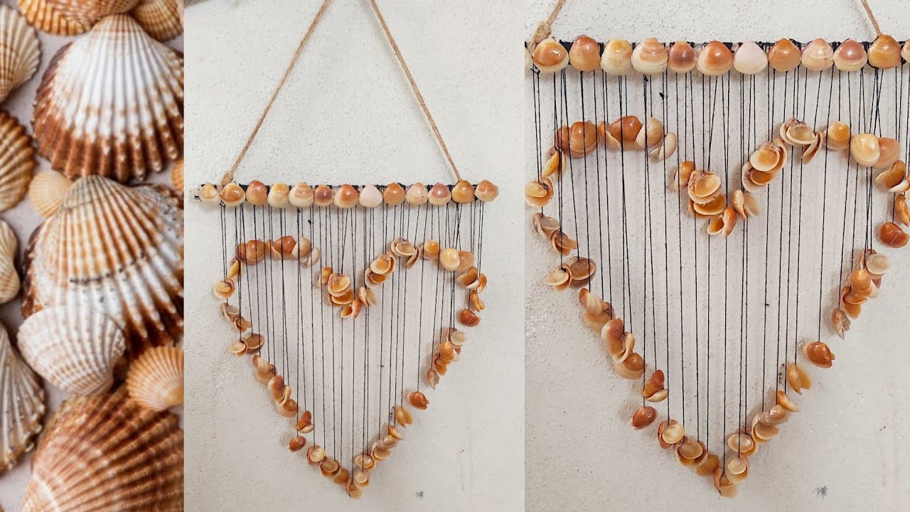 Sea shell wall hanging craft idea| sea sell diy material craft | diy ...