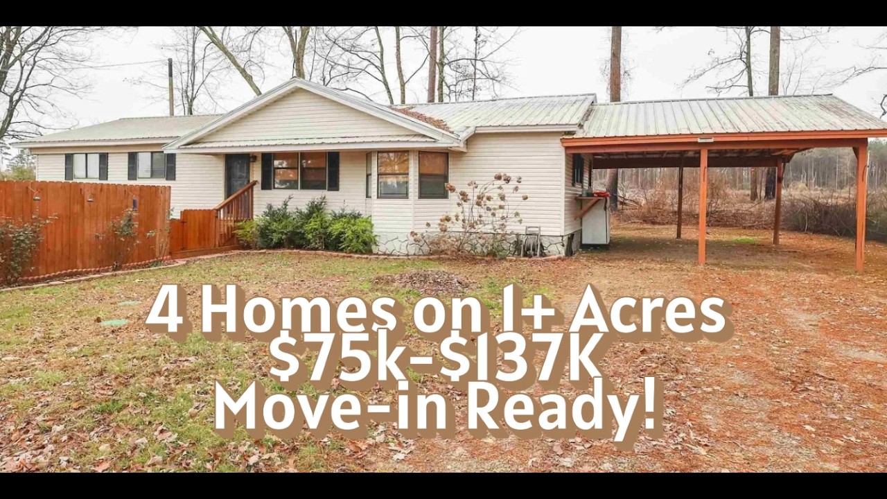 4 Move-in Ready Homes on 1+ acres $75K-$137K!