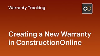 Creating a New Warranty in ConstructionOnline screenshot 5