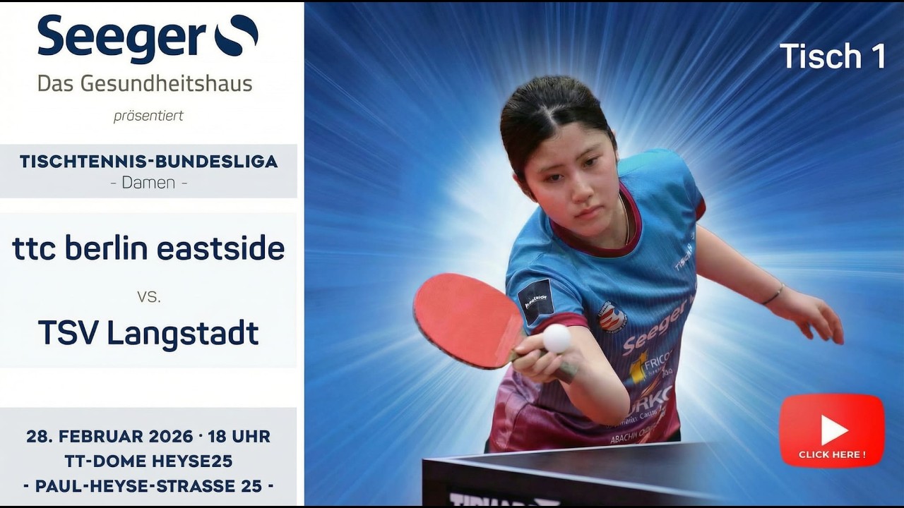 Re-Live | TISCH 1 | 1.Bundesliga Damen | ttc berlin eastside vs. TSV Langstadt