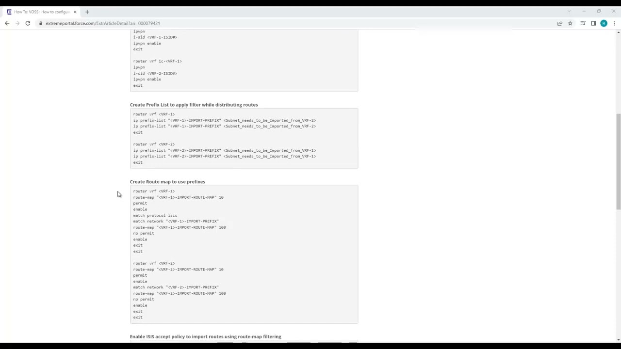 Fabric ISIS Accept Policies control VRF route sharing