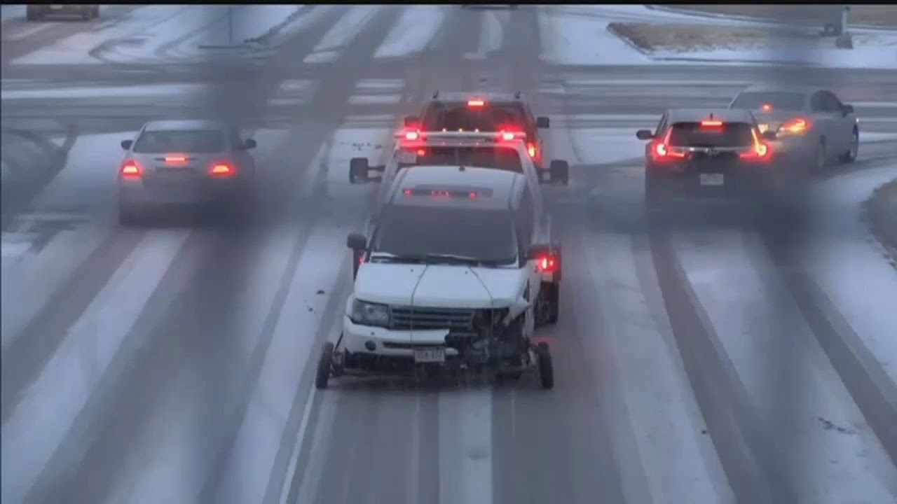 Icy road conditions will continue overnight - YouTube