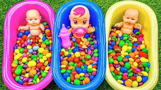 Satisfying Video | Rainbow Mixing Candy in 3 Magic BathTubes with M&M's & Cutting Slime ASMR