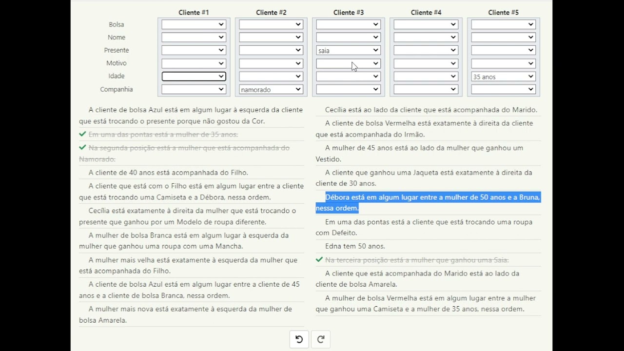 Respostas do racha-cuca: Problema de Lógica - Feira de Antiguidades