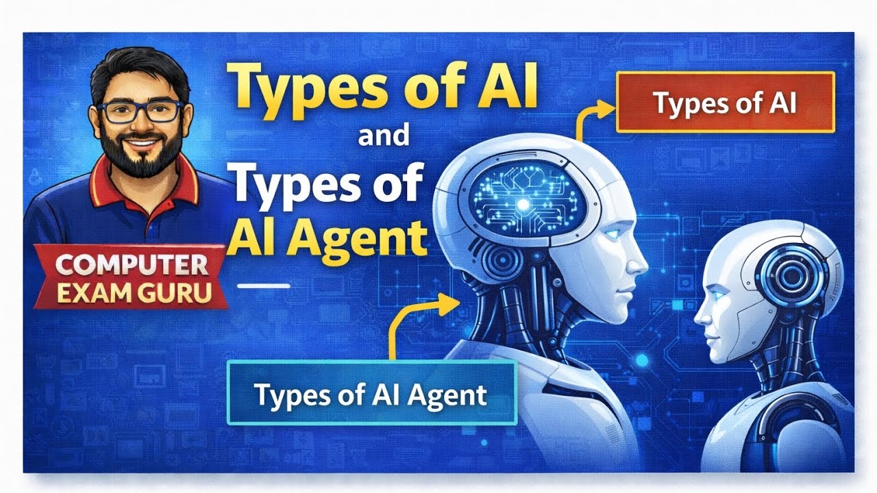 Types of AI and AI agents. #basiccomputer #anudeshak #computeranueshak #aivideo #ai #computerexam 