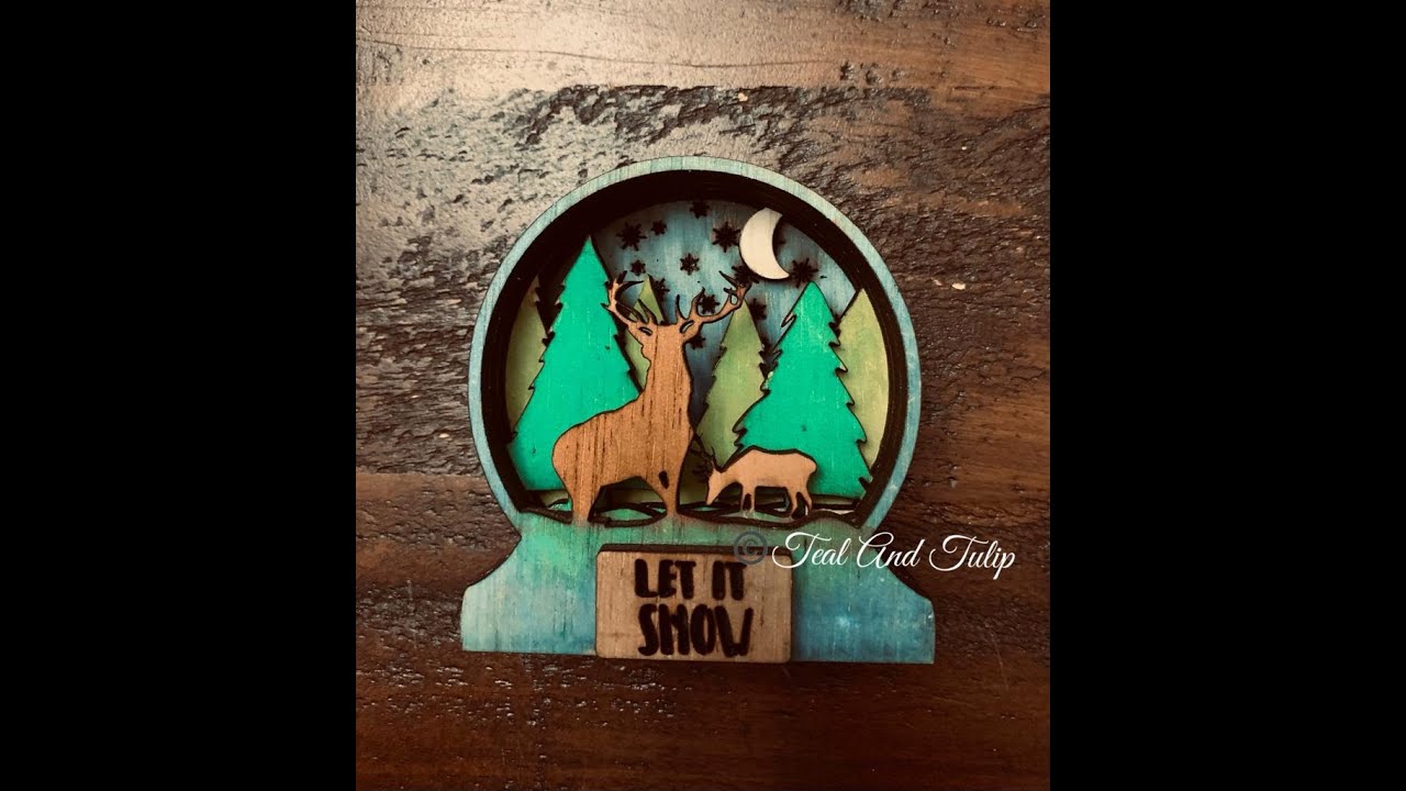 Snowglobe Scenery Christmas Layered Wood Decorations