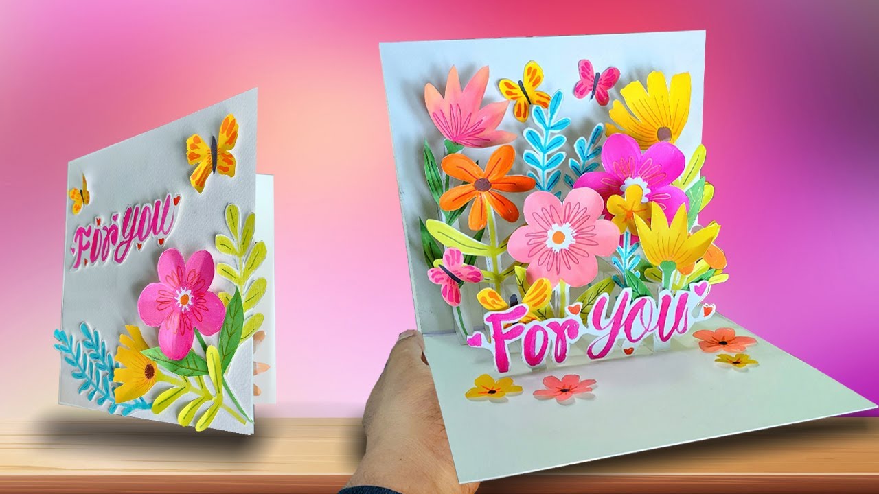 DIY Flower Pop up Card - Paper Crafts - DIY Pop up Card - Handmade ...