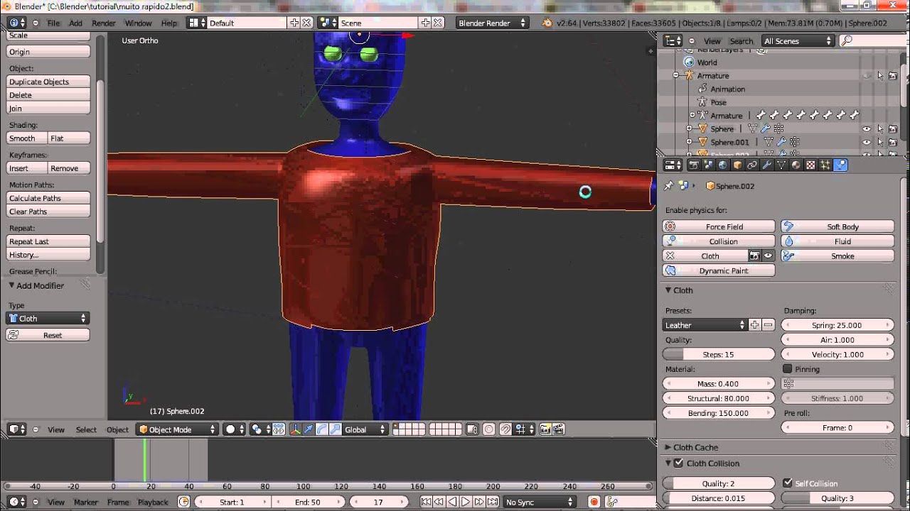 Interação da roupa com a mesh- Fisica do blender - parte 1 de 3 ...