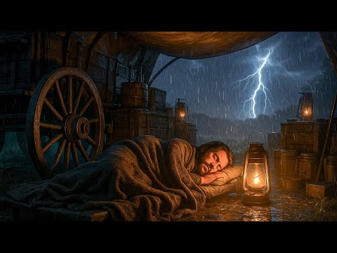Cozy Arthur Morgan Sleeping in a Covered Wagon During a Heavy Thunderstorm | RDR2 ASMR 