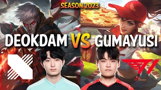 DRX Deokdam vs T1 Gumayusi - VARUS vs SIVIR ADC - KR Ranked