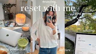 monthly reset with me | life glow up, cleaning, goal setting & self-care