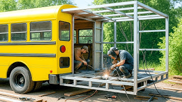 Couple Transforms School Bus Into Dream Camper | Full Conversion by @BibiaBus