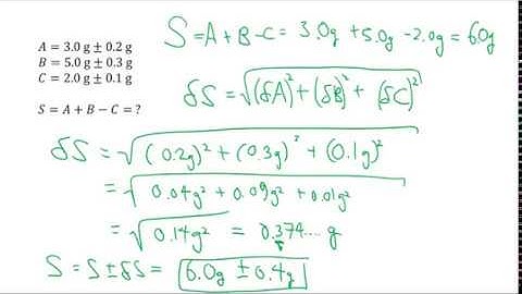 Uncertainty Propagation Addition/Subtraction Example (with quadrature)