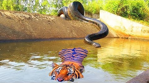 Giant Anaconda Attacks BIG Cat! Snake vs Tiger Wild Animal Attacks