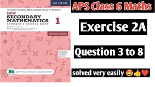 Exercise 2A || Question 3 to 8 || Oxford secondary mathematics book 1 updated edition