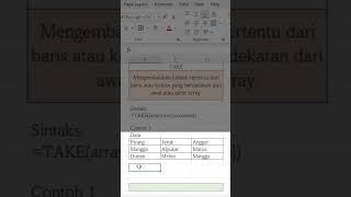 Cara Menggunakan Fungsi TAKE Pada Excel-01 Shorts