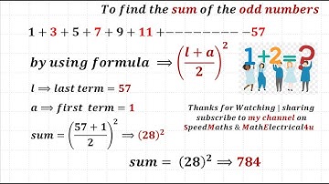 SPEED MATHS - SUM OF ODD NUMBER- EASIEST WAY