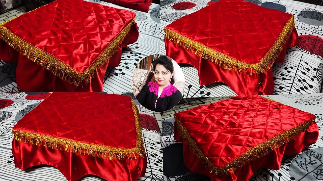 DIY,How to make designer chowki cover cutting and stitching | चौकी कवर | chourang pat design at home