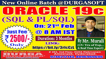 ORACLE 19c Online Training @ DURGASOFT