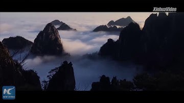 Sea of clouds on Mount Huangshana UNESCO world heritage site in AnhuiChina