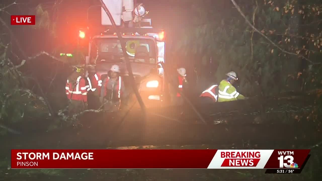 Crews working to clear downed trees out of roads - YouTube