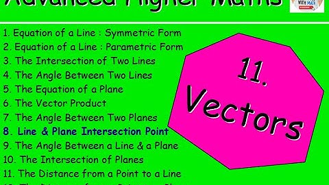 11.8 Vectors 8: Line and Plane Intersection Point - Advanced Higher Maths Lessons @MrThomasMaths