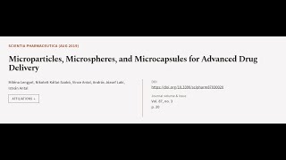 Microparticles, Microspheres, And Microcapsules For Advanced Drug Delivery Rtcl.tv