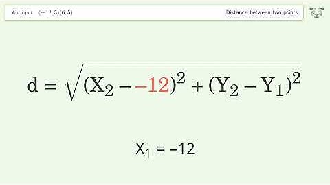 Find the distance between two points p1 (-12,5) and p2 (6,5): Step-by-Step Video Solution