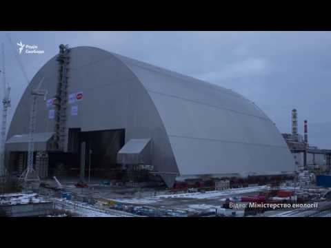 Видео надвигающейся арки на объект «Укрытие» Чернобыльской АЭС