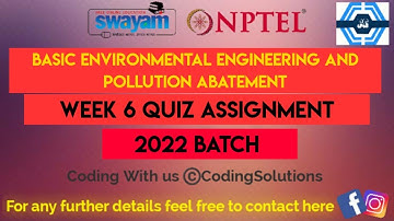 Basic Environmental Engineering and Pollution Abatement Week 6 Quiz Assignment Solution | NPTEL 2022