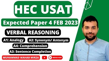 HEC USAT Pre Engineering Expected Paper 4 FEB 2023 | HEC USAT Paper 2023 | VERBAL REASONING