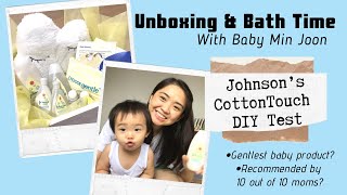 Unboxing And Bath Time With Baby Min Joon | Johnson&#39;s CottonTouch DIY Test | Tinco Was Here