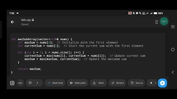 Maximum Subarray Sum | Kadane’s Algorithm in C++ | Efficient Solution for DSA