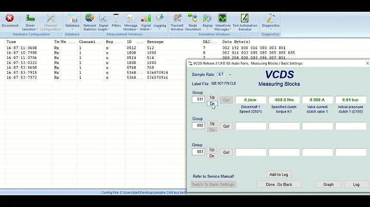 CAN bus sniffing using a CANable dongle and Busmaster software