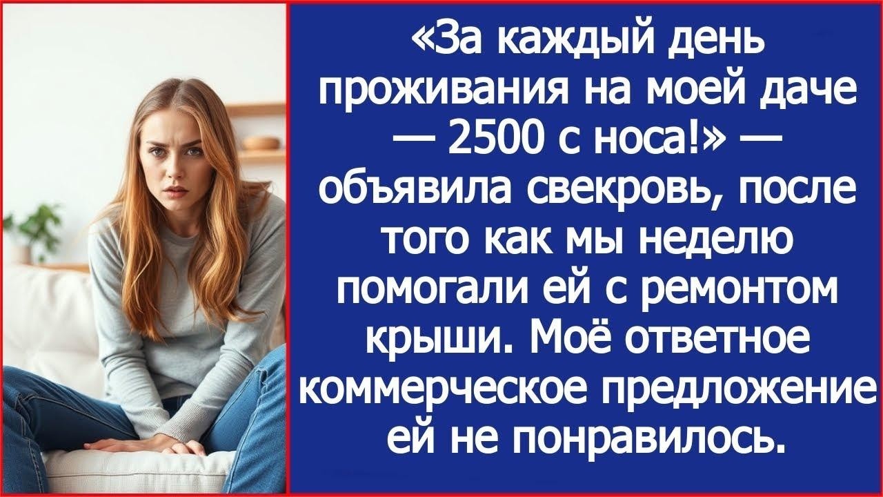 «С каждого по 2500 за день на моей даче!» — заявила свекровь после того, как мы починили её кры