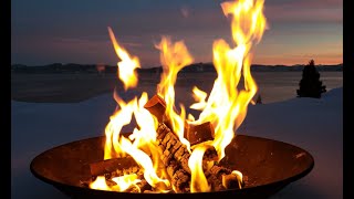 🔥Cozy Campfire with Lake View 4K. Fireplace Ambience with Crackling Fire Sounds. Fireplace Burning