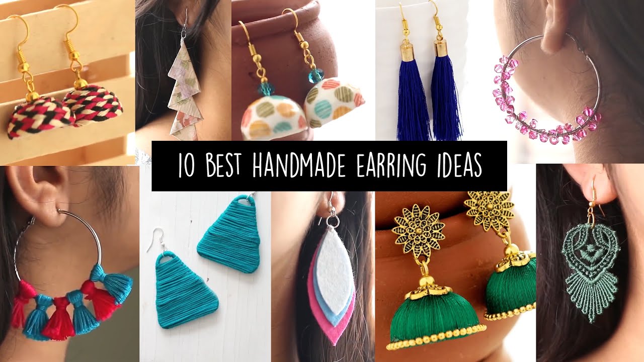 4 types of beautiful earrings made easily at home to wear in party | easy  jewellery making idea | - YouTube