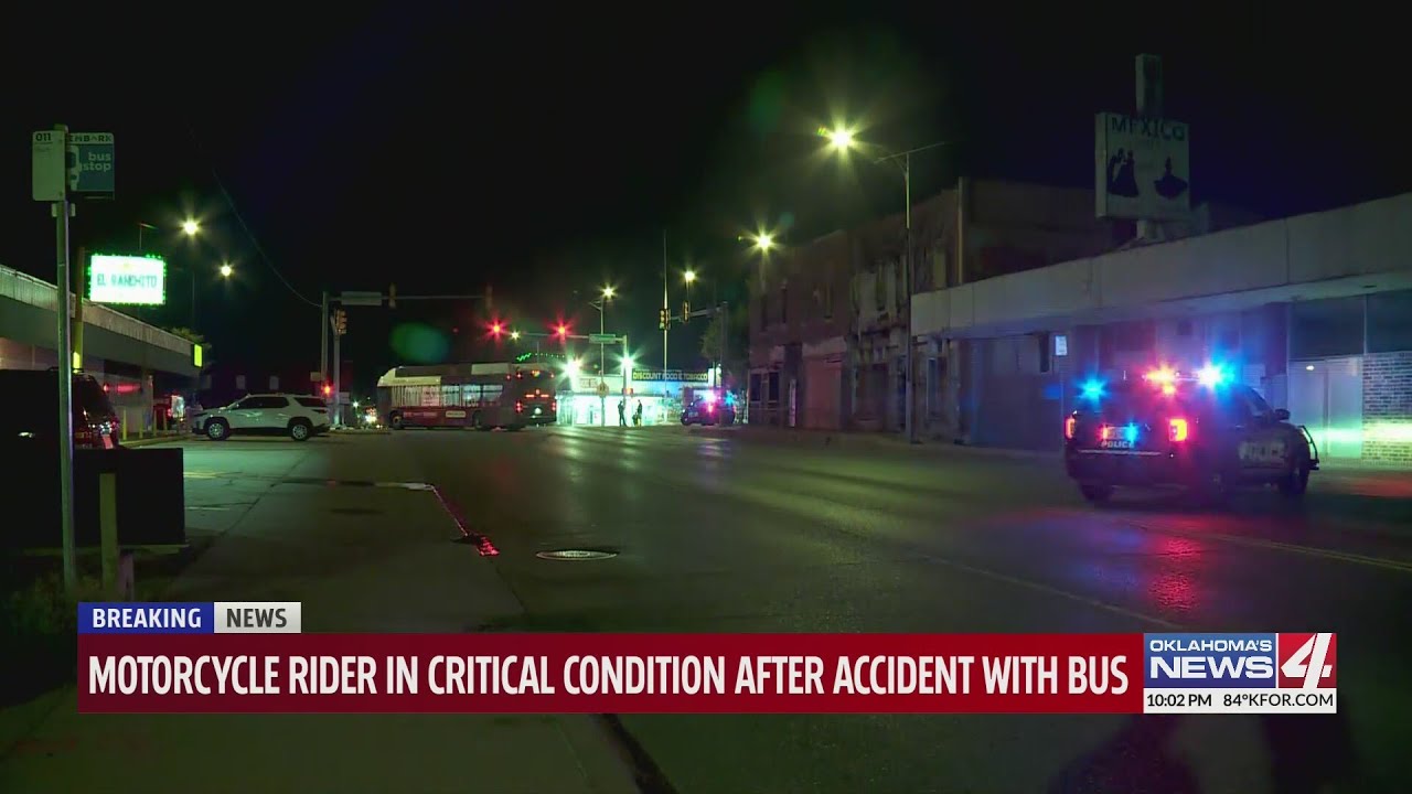 Motorcycle rider in critical condition after accident with bus - YouTube