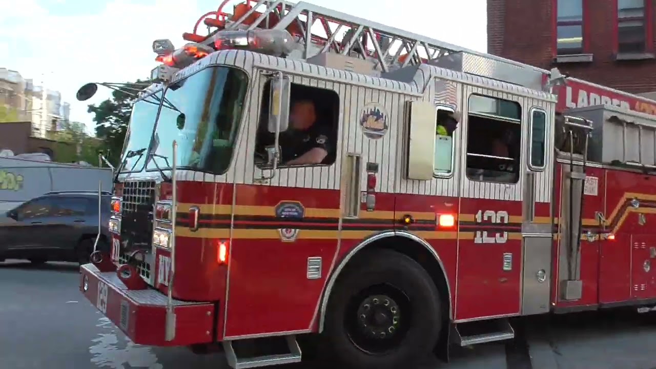 FDNY Engine 273 & Ladder 129 responding from quarters to a auto