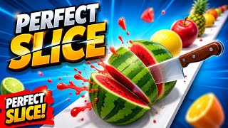 Perfect Slice 🍉🔪 | Crazy Fruit Cutting Game | Satisfying Gameplay 🎮🔥#PerfectSlice screenshot 1
